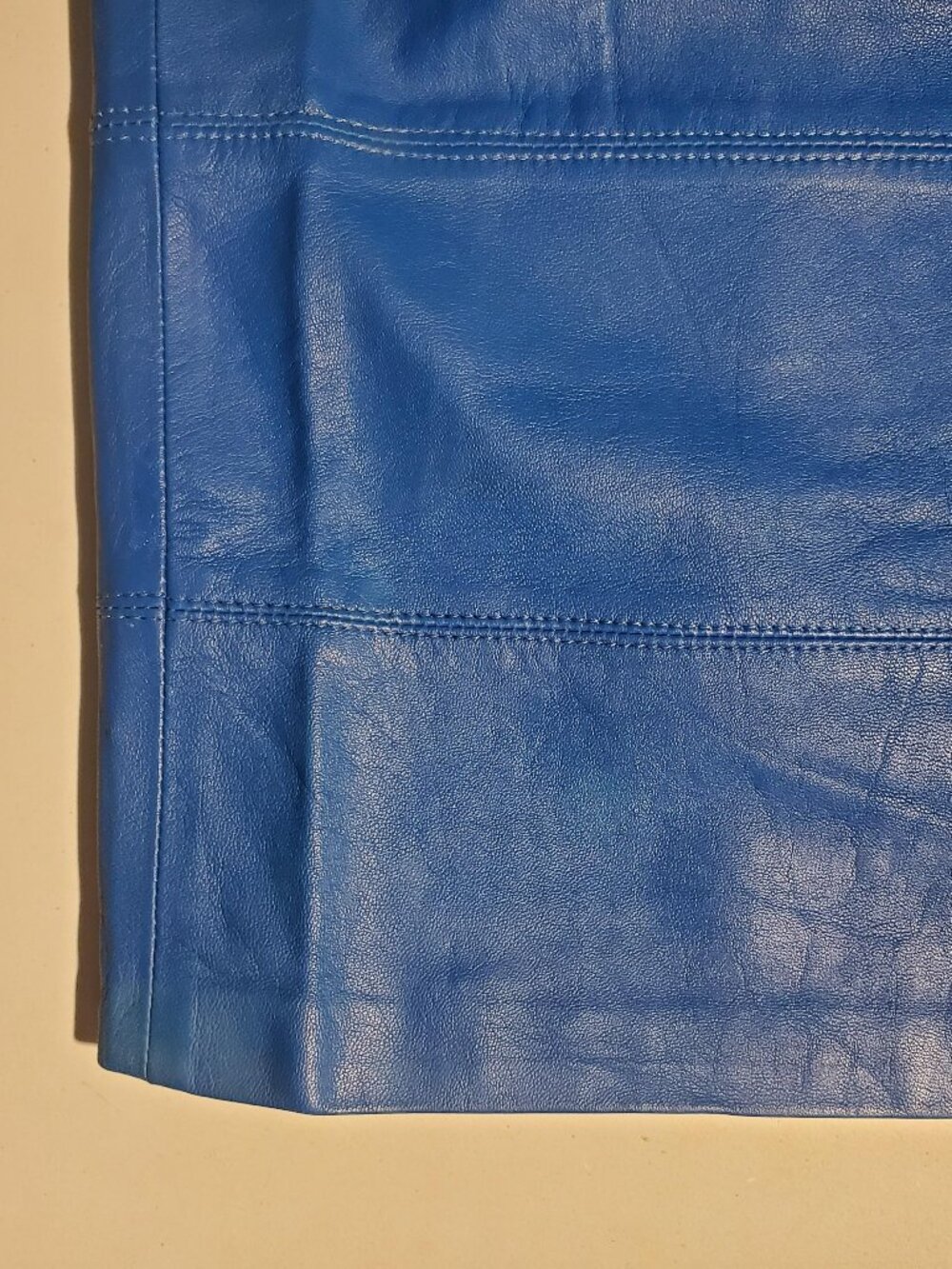 La Nouvelle Renaissance Blue Leather Pencil Skirt Vintage/Y2K - Marked size 10 - Picture 14 of 16